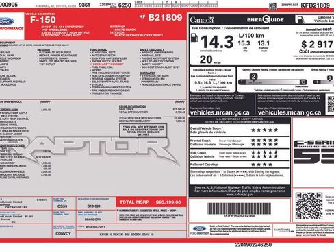 Certified 2019 Ford F150 Raptor w/ Equipment Group 802A Luxury image 6