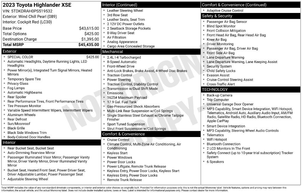 Used 2023 Toyota Highlander XSE FWD image 15