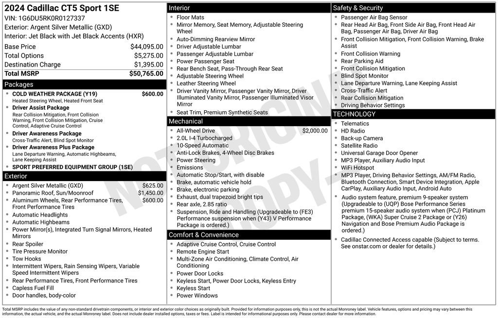 Certified 2024 Cadillac CT5 Sport w/ Cold Weather Package AWD/4WD image 33