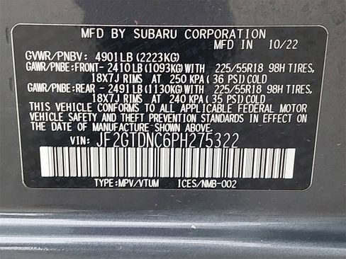 Certified 2023 Subaru Crosstrek Hybrid w/ Moonroof Package w/Navigation image 37