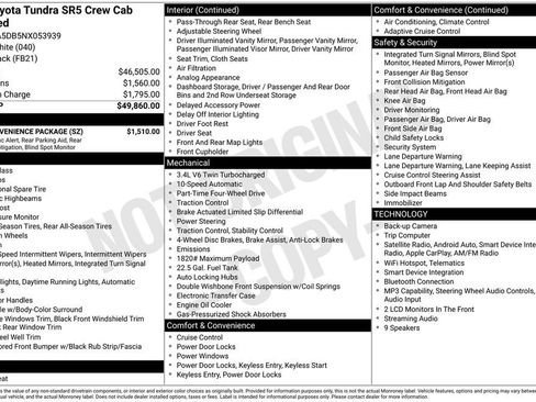 Used 2022 Toyota Tundra SR5 w/ SR5 Convenience Package AWD/4WD image 3
