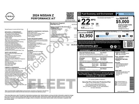 Certified 2024 Nissan Z Performance w/ Floor Mat Package RWD image 34