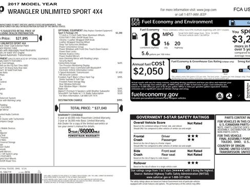 Used 2017 Jeep Wrangler Unlimited Sport w/ Quick Order Package 24S image 4