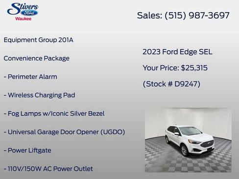 Used 2023 Ford Edge SEL w/ Convenience Package AWD/4WD image 8