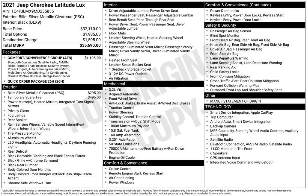 Used 2021 Jeep Cherokee Latitude Lux w/ Comfort/Convenience Group FWD image 10