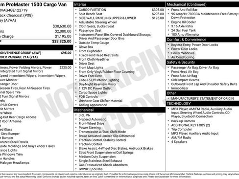 Used 2016 RAM ProMaster 1500 w/ Cargo Convenience Group FWD image 6
