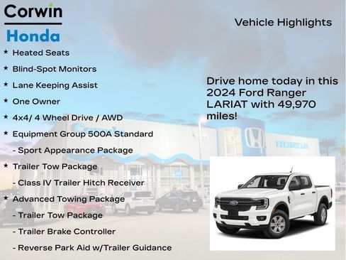 Used 2024 Ford Ranger Lariat w/ Advanced Towing Package image 7