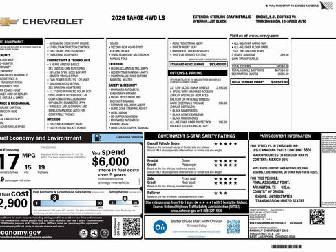 New 2026 Chevrolet Tahoe LS w/ LPO, Dark Essentials Package image 4