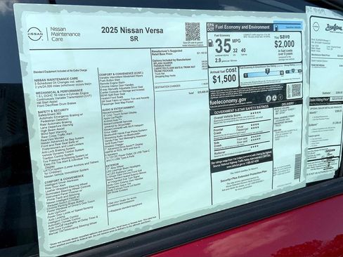 New 2025 Nissan Versa SR w/ Trunk Package image 14