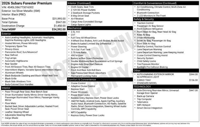 Certified 2026 Subaru Forester Premium AWD/4WD image 32