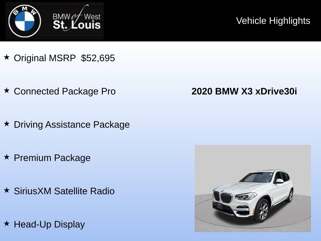 Used 2020 BMW X3 xDrive30i w/ Premium Package AWD/4WD image 8