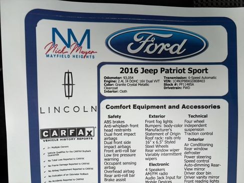 Used 2016 Jeep Patriot Sport FWD image 31