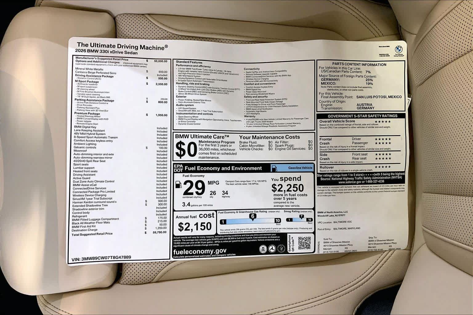 New 2026 BMW 330i xDrive Sedan w/ M Sport Package AWD/4WD image 22