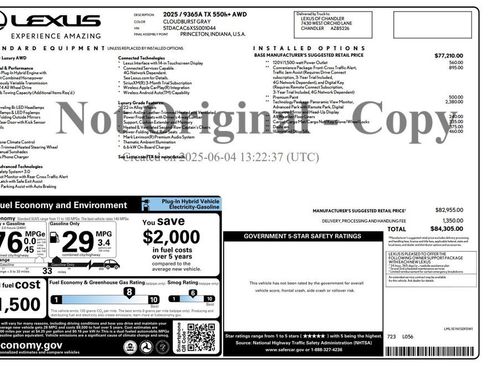 Used 2025 Lexus TX 550h AWD Plug-In Hybrid w/ Technology Package image 4
