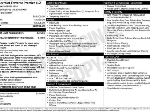 Used 2023 Chevrolet Traverse Premier w/ LPO, Floor Liner Package AWD/4WD image 5