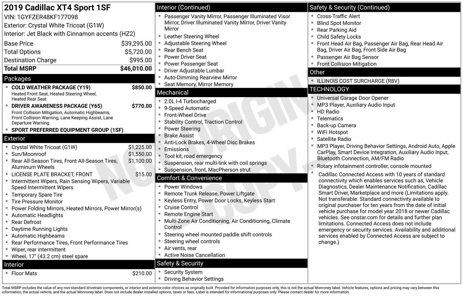 Used 2019 Cadillac XT4 Sport w/ Cold Weather Package FWD image 2