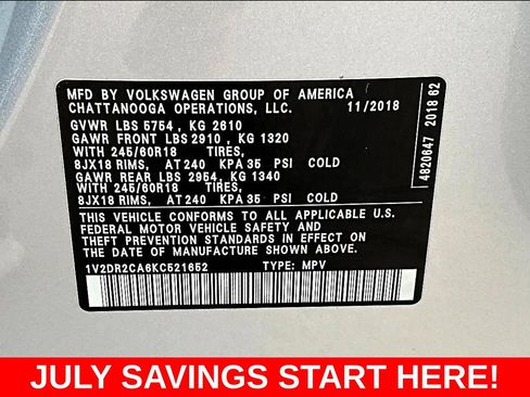 Used 2019 Volkswagen Atlas SE FWD image 20