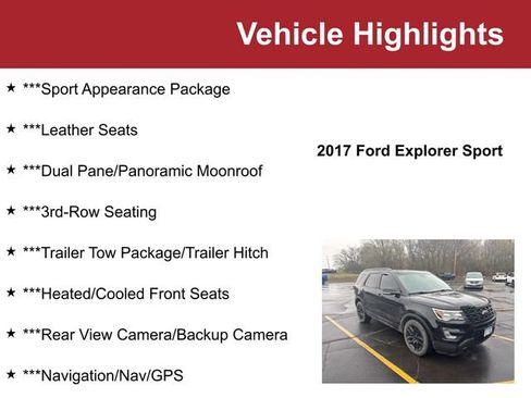 Used 2017 Ford Explorer Sport w/ Equipment Group 401A AWD/4WD image 2