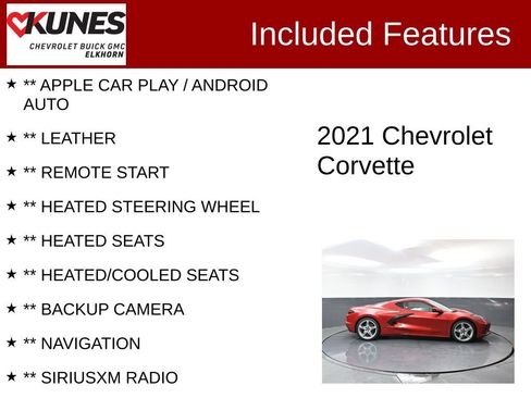 Used 2021 Chevrolet Corvette Stingray Preferred Cpe w/ Engine Appearance Package RWD image 2