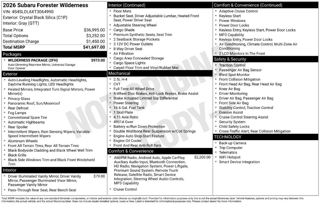 New 2026 Subaru Forester Wilderness w/ Wilderness Package AWD/4WD image 27