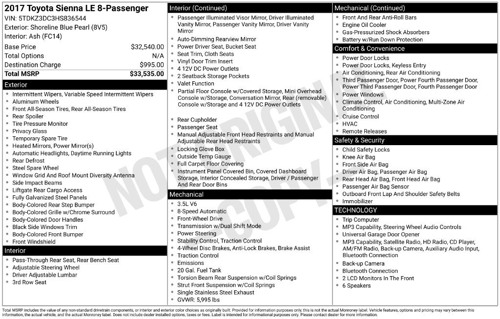 Used 2017 Toyota Sienna LE FWD image 9
