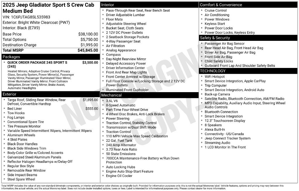 Used 2025 Jeep Gladiator Sport AWD/4WD image 32