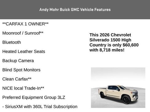 Used 2026 Chevrolet Silverado 1500 High Country w/ Technology Package AWD/4WD image 4