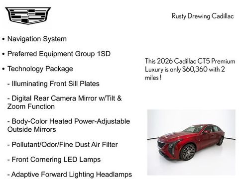 New 2026 Cadillac CT5 Premium Luxury w/ Technology Package AWD/4WD image 4