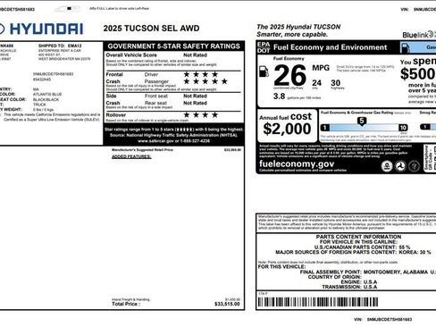 Used 2025 Hyundai Tucson SEL AWD/4WD image 3