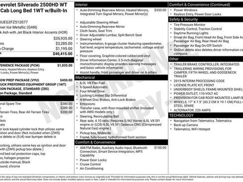Used 2015 Chevrolet Silverado 2500 W/T w/ WT Convenience Package image 2