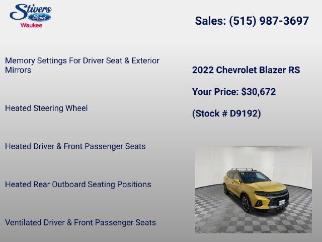 Used 2022 Chevrolet Blazer RS w/ Enhanced Convenience Package AWD/4WD image 22