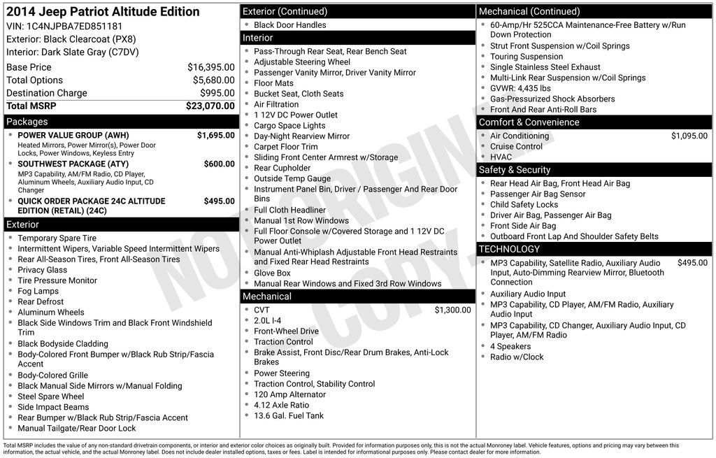 Used 2014 Jeep Patriot Sport w/ Power Value Group FWD image 2