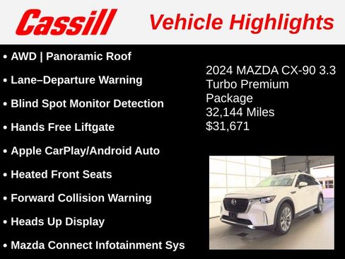 Used 2024 MAZDA CX-90 3.3 Turbo w/ Premium Package AWD/4WD image 3