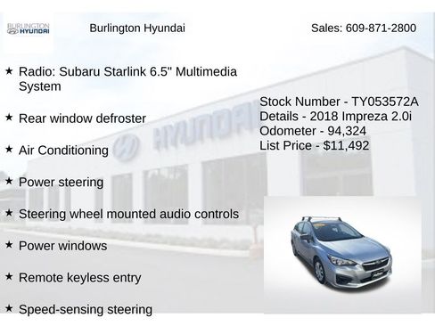 Used 2018 Subaru Impreza 2.0i image 5