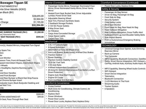 Used 2021 Volkswagen Tiguan SE w/ Panoramic Sunroof Package AWD/4WD image 6