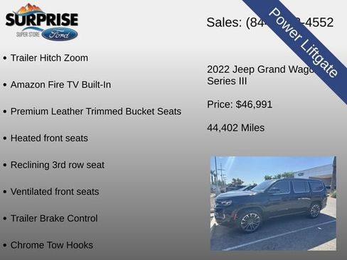 Used 2022 Jeep Grand Wagoneer Series III w/ Rear Seat Video Group 1 AWD/4WD image 23