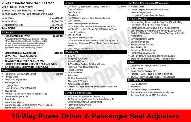 Used 2024 Chevrolet Suburban Z71 w/ Luxury Package AWD/4WD image 59