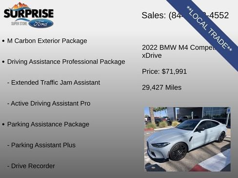 Used 2022 BMW M4 xDrive Competition w/ M Carbon Exterior Package AWD/4WD image 7