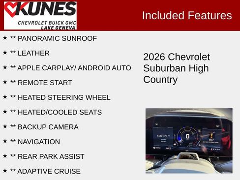 New 2026 Chevrolet Suburban High Country AWD/4WD image 3