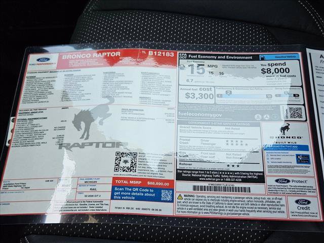 New 2026 Ford Bronco Raptor w/ Interior Carbon Fiber Pack AWD/4WD image 18