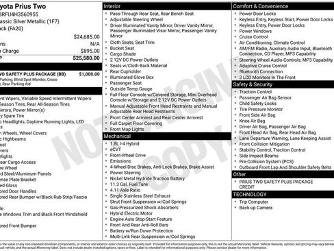 Used 2017 Toyota Prius Two w/ Prius Two Safety Plus Package FWD image 20