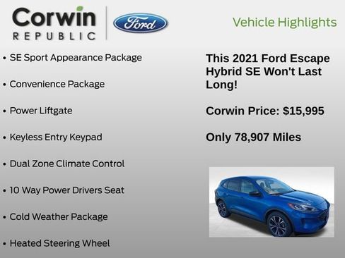 Used 2021 Ford Escape SE w/ SE Sport Appearance Package FWD image 7