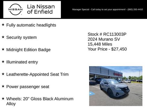 Certified 2024 Nissan Murano SV w/ SV Midnight Edition Package AWD/4WD image 20