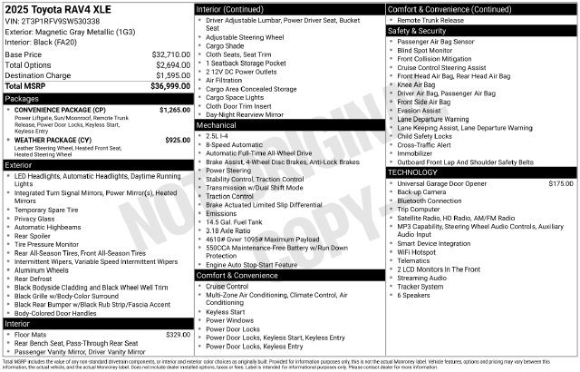 Used 2025 Toyota RAV4 XLE w/ Convenience Package AWD/4WD image 49