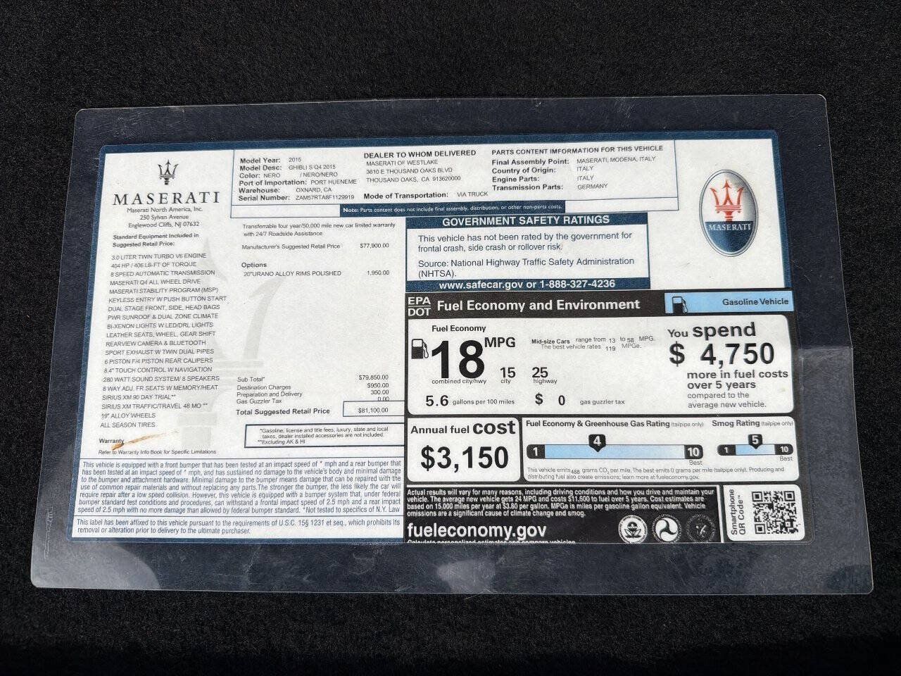 Used 2015 Maserati Ghibli S Q4 AWD/4WD image 8