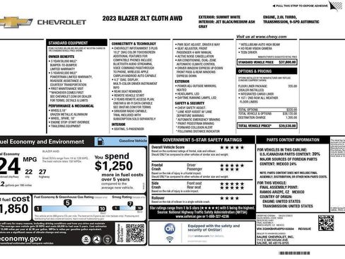 Used 2023 Chevrolet Blazer LT w/ LPO, Floor Liner Package AWD/4WD image 2