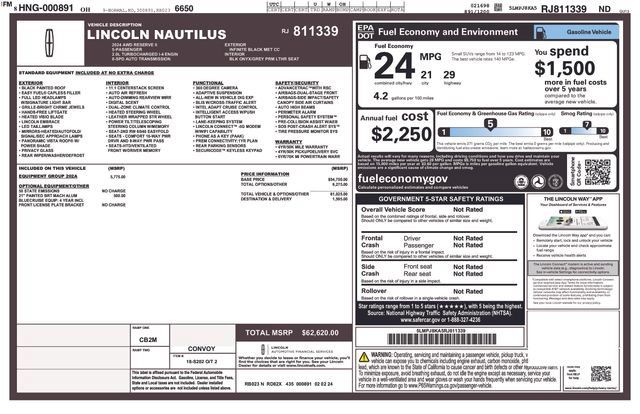 Used 2024 Lincoln Nautilus Reserve w/ Equipment Group 202A AWD/4WD image 47