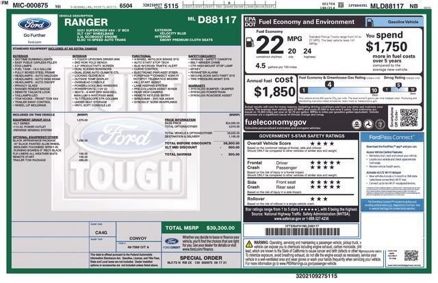 Used 2021 Ford Ranger XLT w/ Equipment Group 301A Mid AWD/4WD image 38