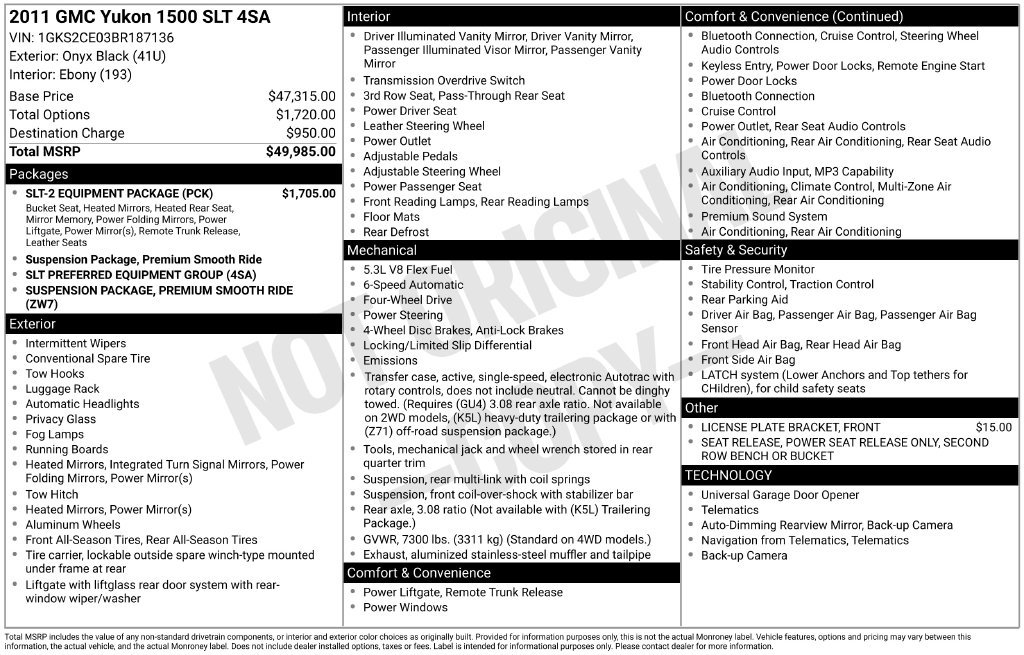 Used 2011 GMC Yukon SLT w/ SLT-2 Equipment Package AWD/4WD image 35