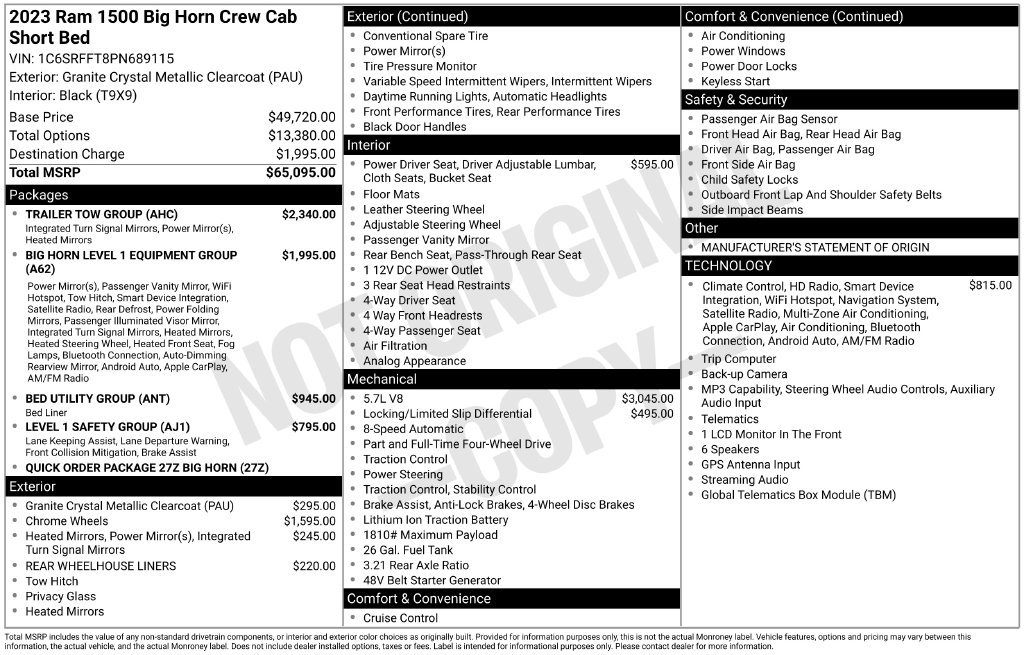 Used 2023 RAM 1500 Big Horn w/ Trailer Tow Group AWD/4WD image 41